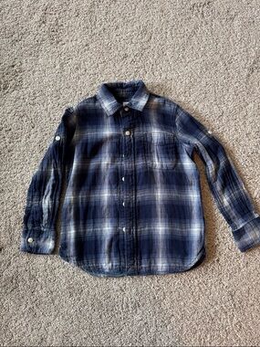 GAP Blue and White Plaid Button-Down Shirt